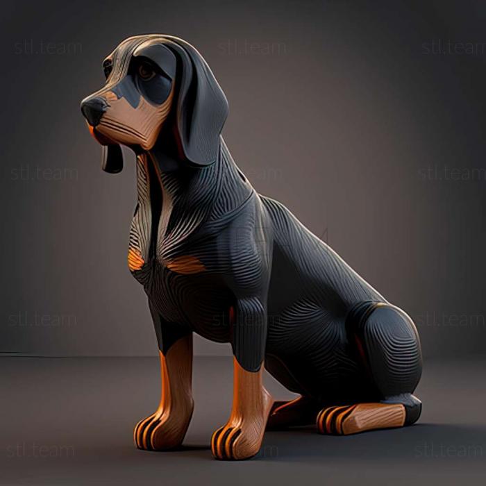 3D model Black and tan Coonhound dog (STL)